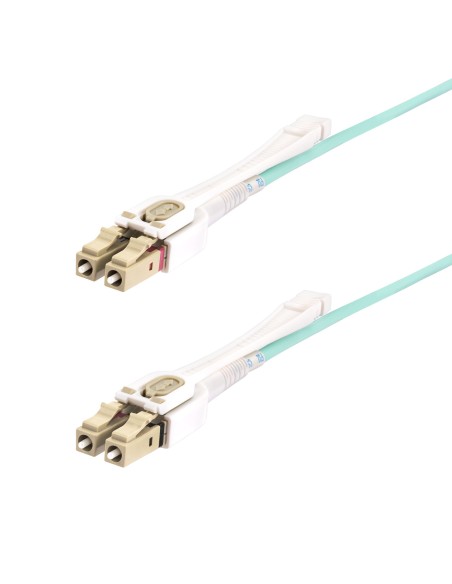 Cable de Fibra Óptica Multimodo LC a LC (UPC) OM4 de 10m - con Pestillos - 50/125µm - Redes de 100G - Resistente a los Dobleces